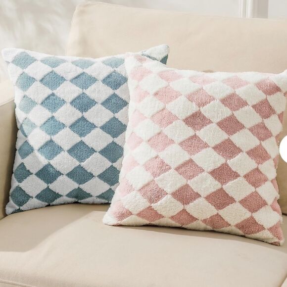 Decorative Throw Pillow Covers 18x18 Inch Set Of 2Luxury Style Checkerboard - Picture 1 of 1